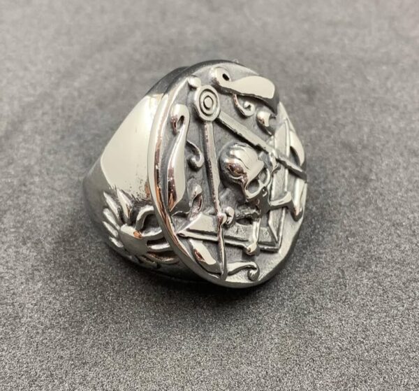 Masonic Square And Compass Skull Ring - Image 6